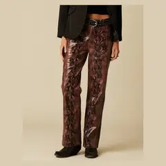 NICOLI - Pantalón Estampado Animal Café Mujer