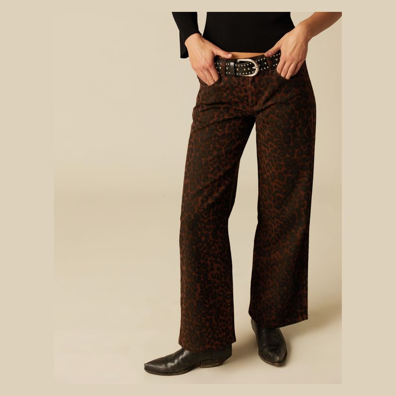 NICOLI - Pantalón Animal Print Sarga Mujer Nicoli