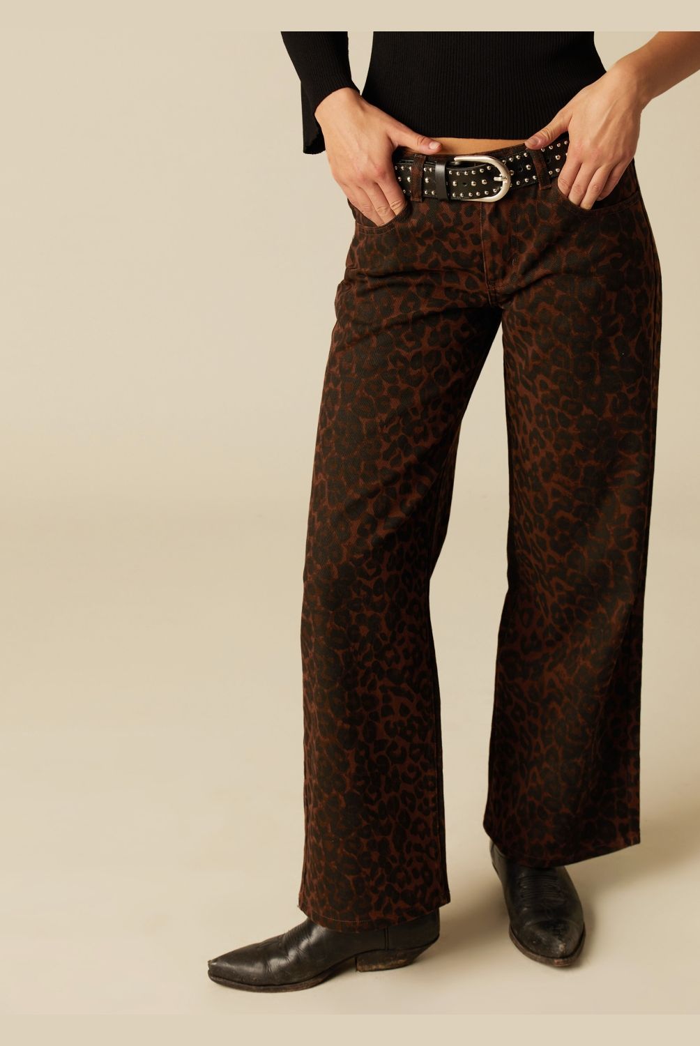 NICOLI - Pantalón Animal Print Sarga Mujer Nicoli