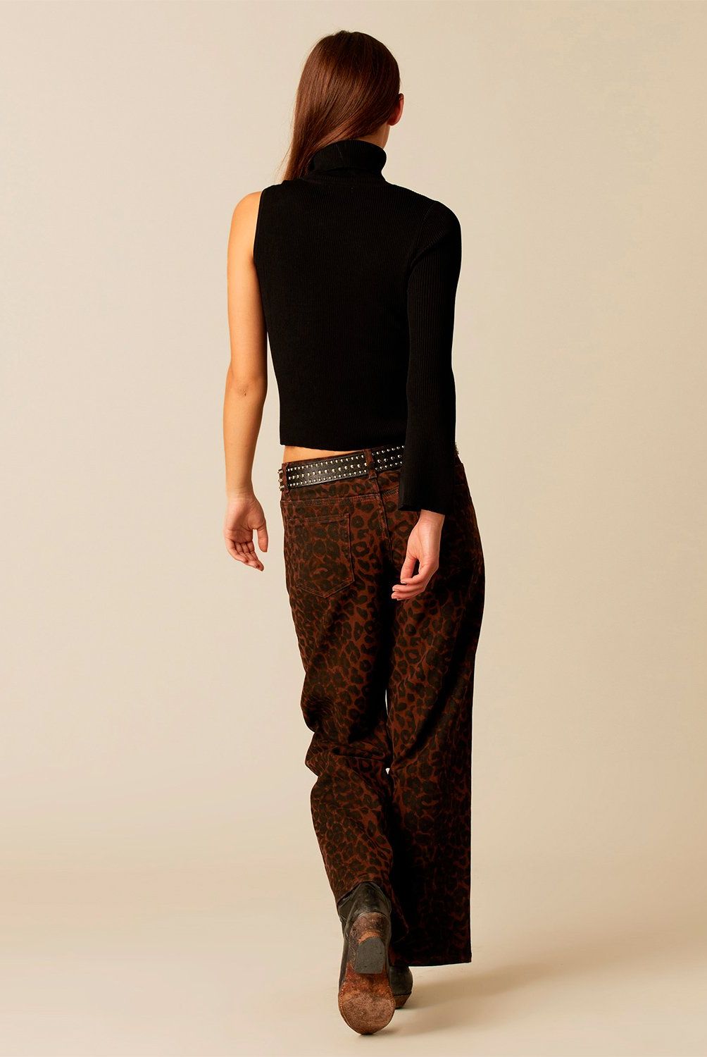 NICOLI - Pantalón Animal Print Sarga Mujer Nicoli