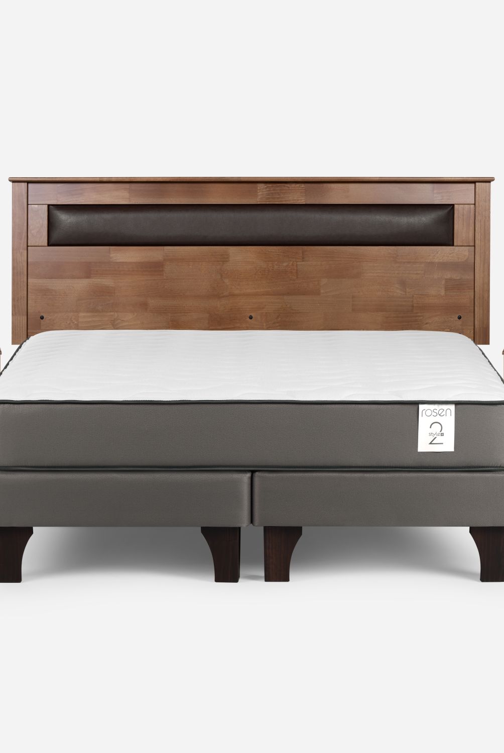 ROSEN - Cama Europea New Style 2 Plus King + Respaldo + 2 Veladores Rosen
