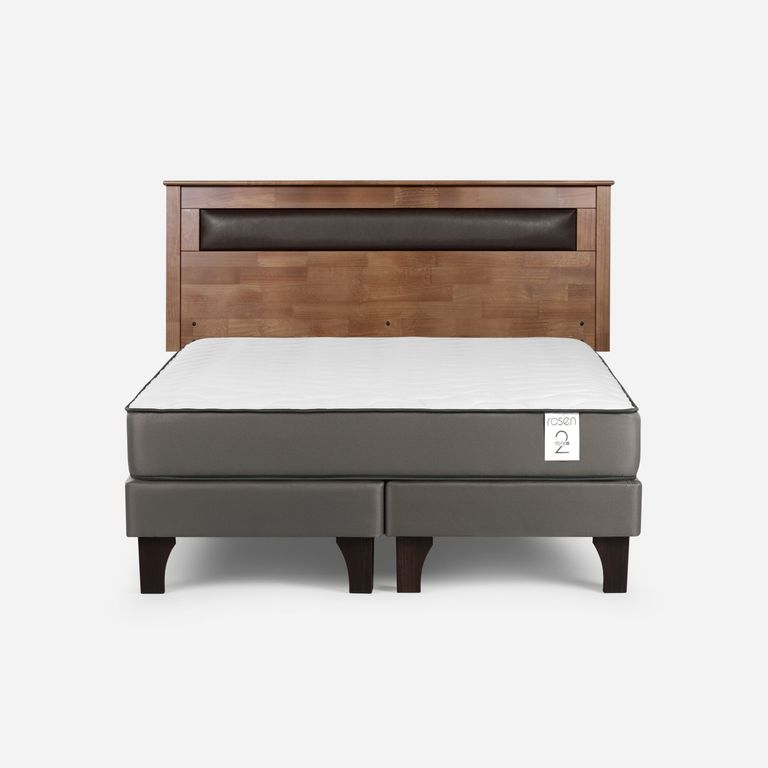 Cama Europea New Style 2 Plus Plus 2 Plazas x 2.00 mt Base Dividida + Respaldo