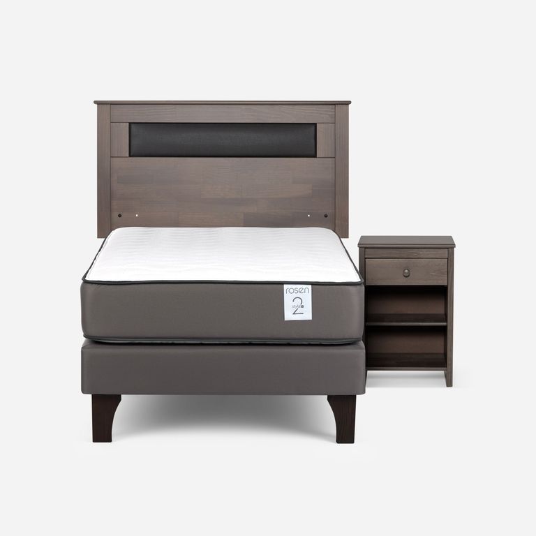 Cama Europea New Style 2 Plus Plus 1.5 Plazas x 2.00 mt + Respaldo + 1 Velador