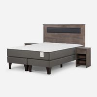 Cama Europea New Style 2 Plus 2 Plazas + Respaldo + 2 Veladores
