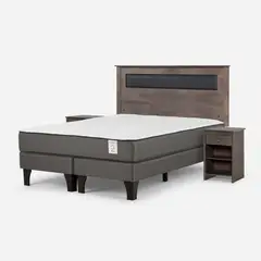 ROSEN - Cama Europea New Style 2 Plus 2 Plazas + Respaldo + 2 Veladores