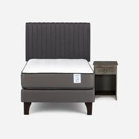 Cama Europea New Style 2 Plus 1.5 Plazas + Respaldo + 1 Velador