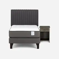 ROSEN - Cama Europea New Style 2 Plus 1.5 Plazas x 2.00 mt + Respaldo + 1 Velador
