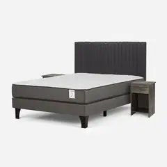 ROSEN - Cama Europea New Style 2 Plus 2 Plazas + Respaldo + 2 Veladores