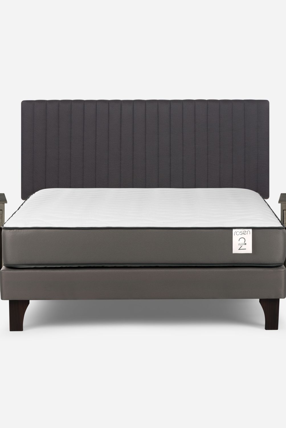 ROSEN - Cama Europea New Style 2 Plus 2 Plazas + Respaldo + 2 Veladores Rosen