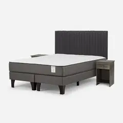 ROSEN - Cama Europea New Style 2 Plus 2 Plazas + Respaldo + 2 Veladores