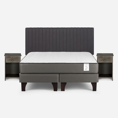 Imagen 2 del producto Cama Europea New Style 2 Plus 2 Plazas + Respaldo + 2 Veladores