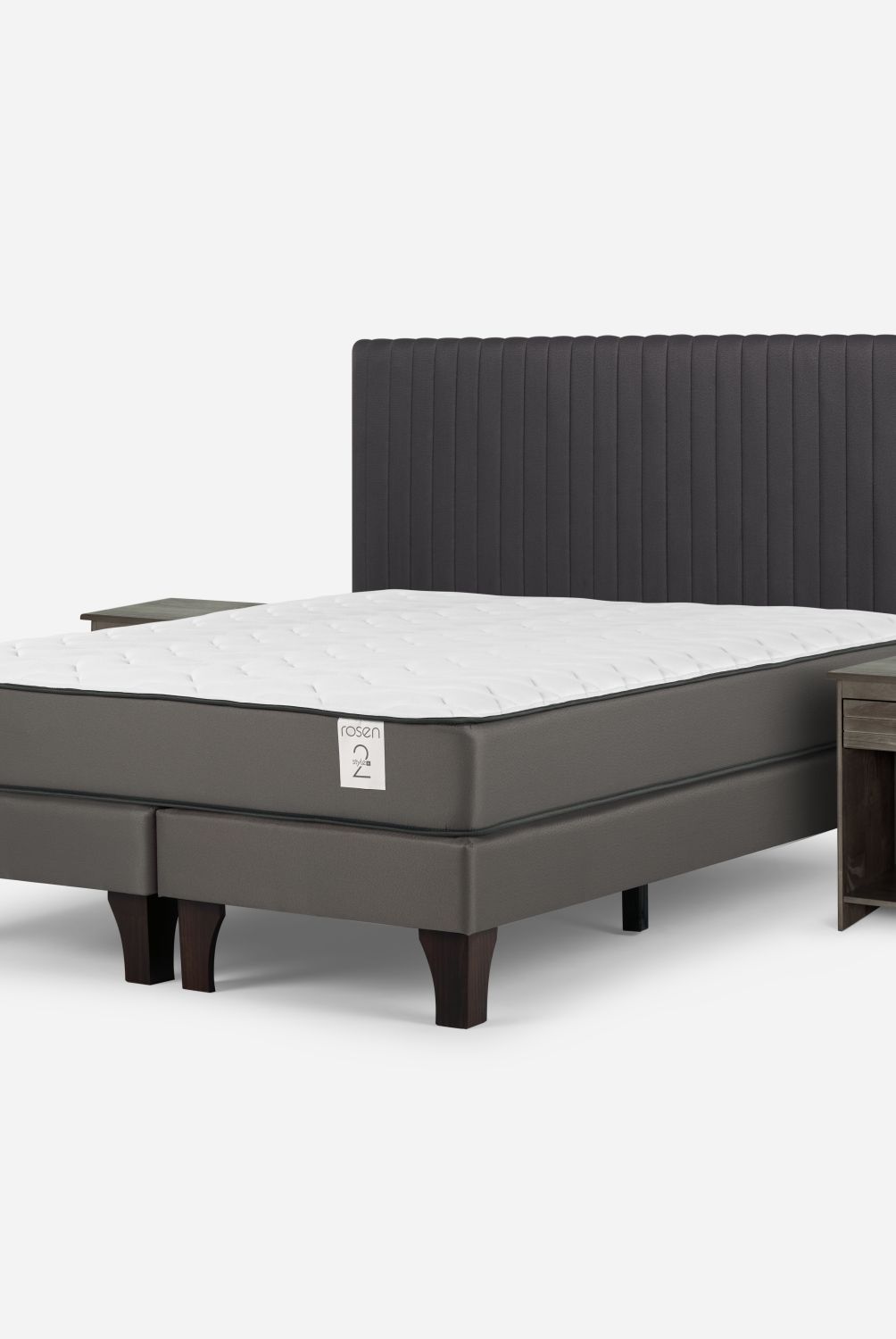ROSEN - Cama Europea New Style 2 Plus King + Respaldo + 2 Veladores Rosen