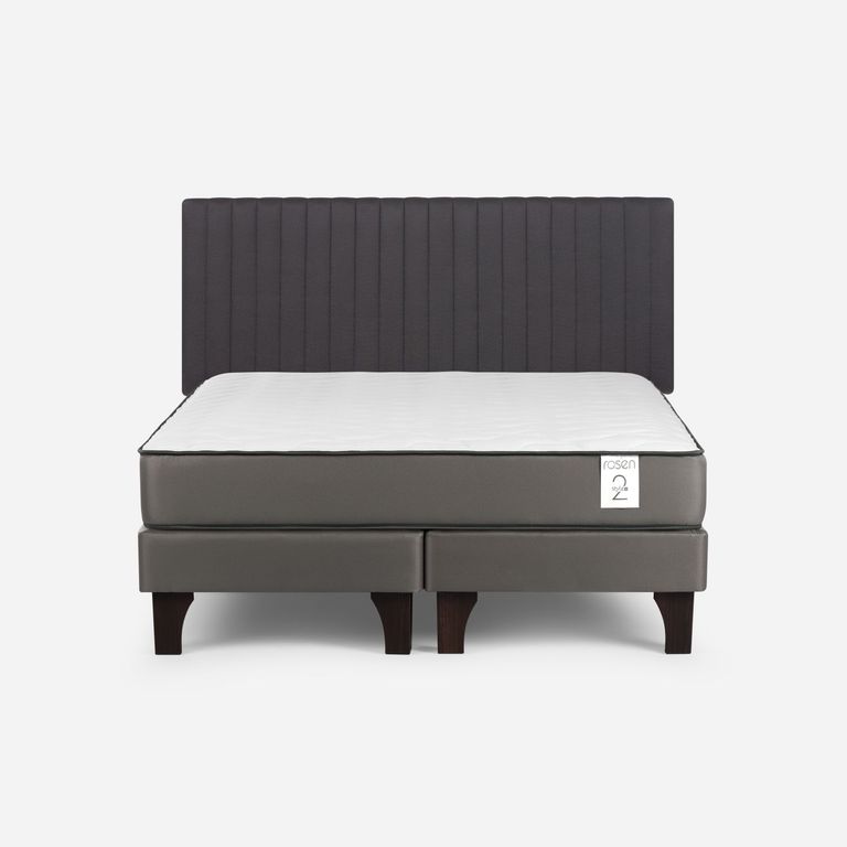 Cama Europea New Style 2 Plus Plus 2 Plazas x 2.00 mt Base Dividida + Respaldo
