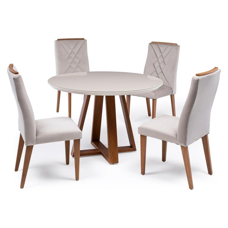 DECOCASA Juego De Comedor Bennet Redondo 4 Sillas Megan