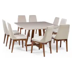 DECOCASA - Juego De Comedor Bennet Cuad135+8 Sillas Elsie Beige