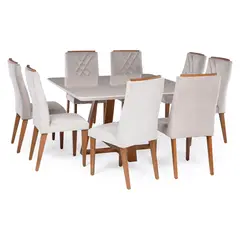 DECOCASA - Juego De Comedor Bennet Cuad 135+8 Sillas Megan