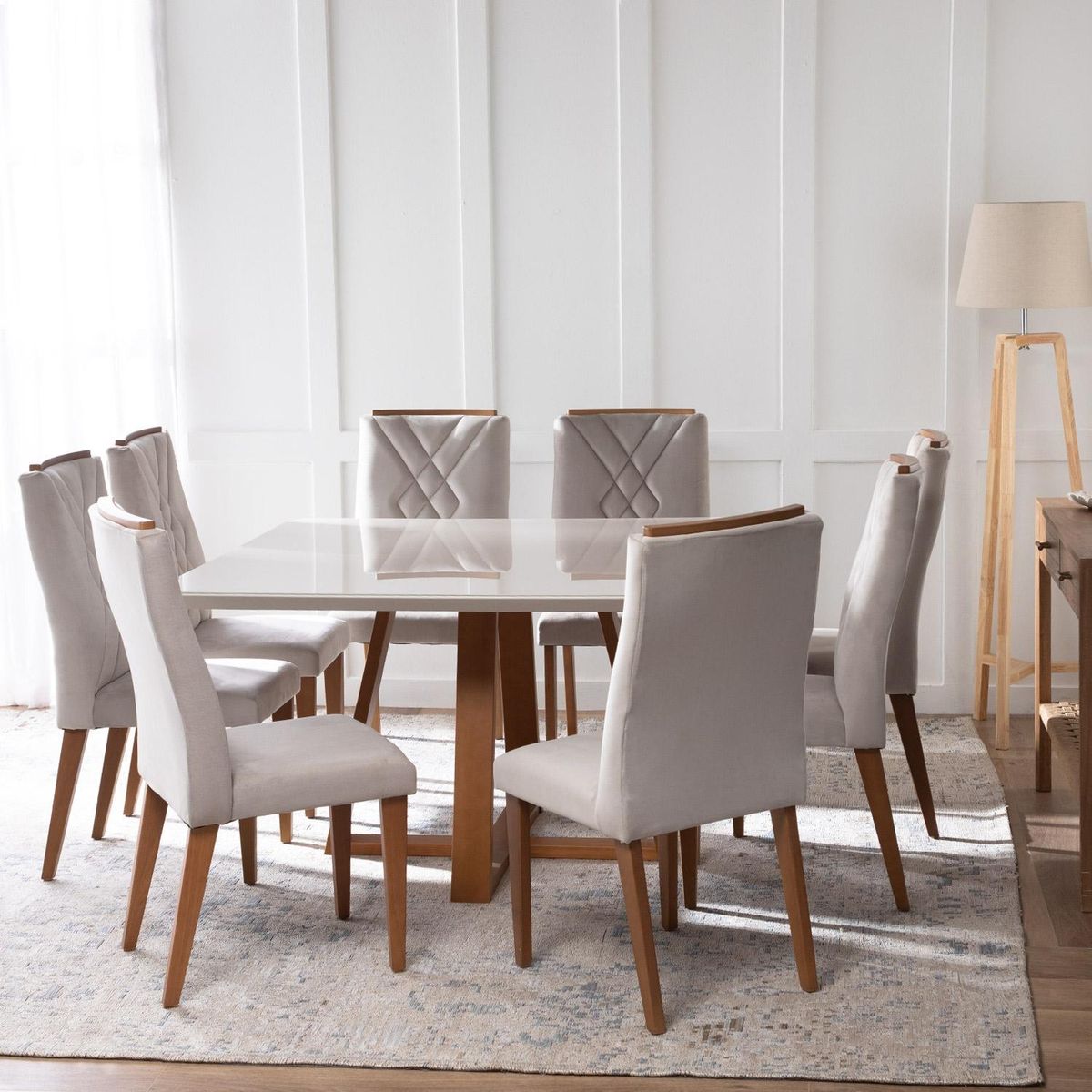 DECOCASA - Juego De Comedor Bennet Cuadrado 8 Sillas Megan Decocasa
