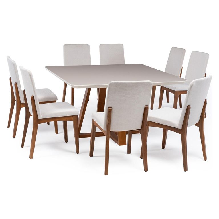 DECOCASA Juego De Comedor Bennet Cuadrado 8 Sillas Olive