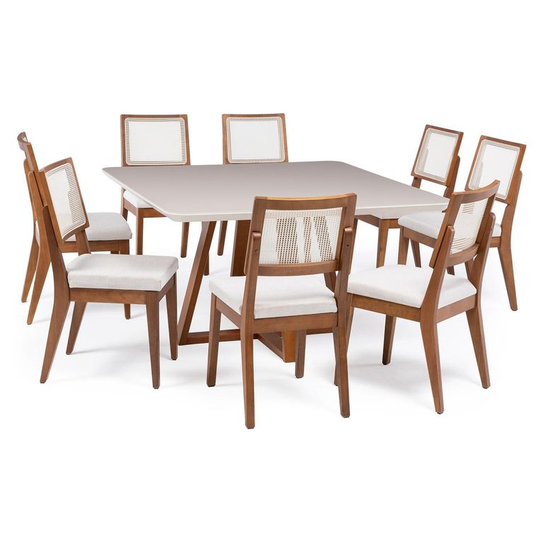 DECOCASA Juego De Comedor Bennet cuadrado 8 Sillas