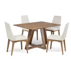 DECOCASA - Juego De Comedor Avena 135+4 Sillas Elsie Beige