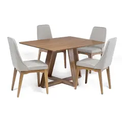DECOCASA - Juego De Comedor Avena 135+4 Sillas Elsie Matela