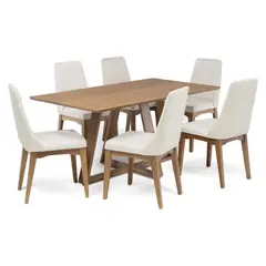 DECOCASA - Juego De Comedor Avena 160+6 Sillas Elsie Beige