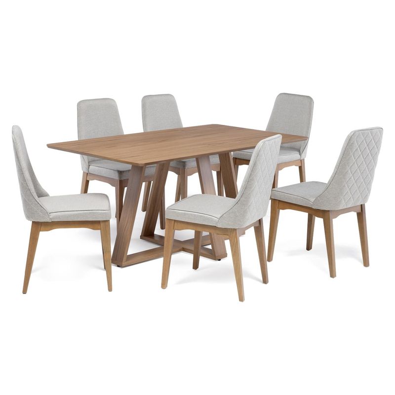 DECOCASA - Juego De Comedor Avena 160+6 Sillas Elsie Matela Decocasa