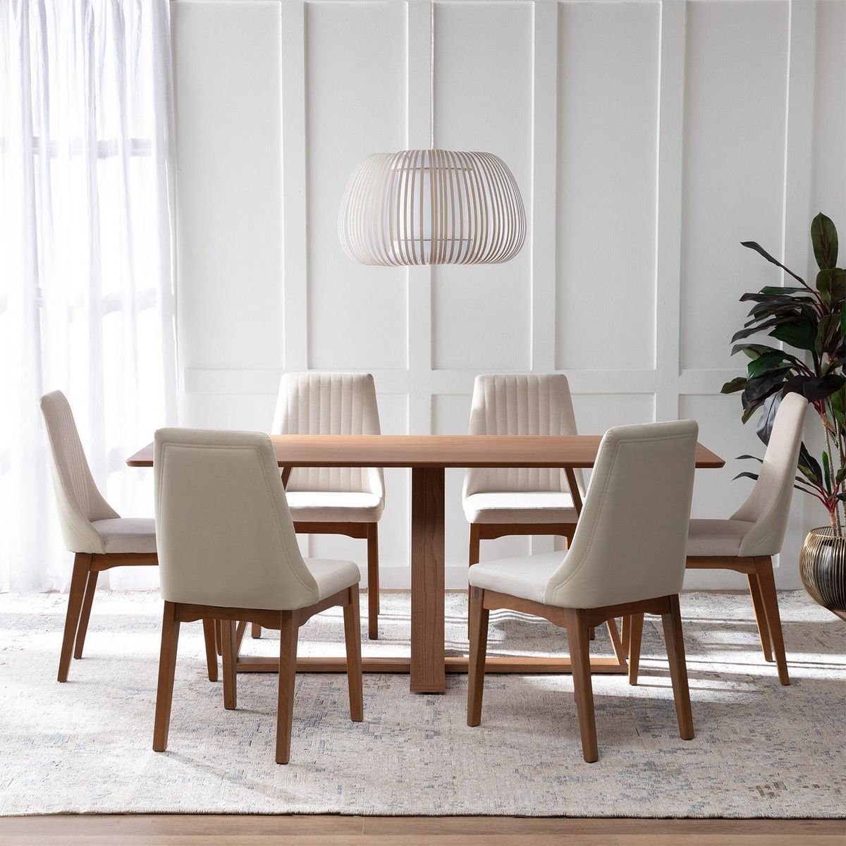 DECOCASA - Juego De Comedor Avena 180+6 Sillas Elsie Beige Decocasa