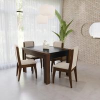 Comedor Lorenzi 1.20 + 4 Sillas Lorenzi Castaño