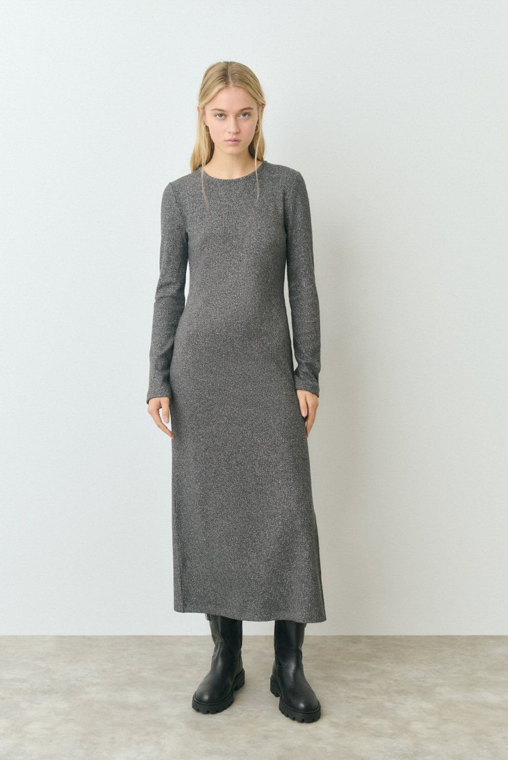 BROWNIE - Vestido Midi Hilo Metalizado Mujer Brownie
