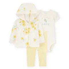 CARTER'S - Conjunto 3 Piezas Polerón, Calza Y Body Bebé Niña