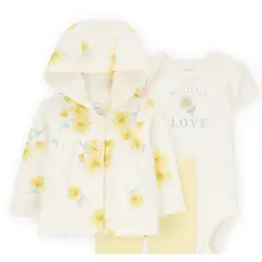 CARTER'S - Conjunto 3 Piezas Poleron, Calza Y Body Bebé Niña
