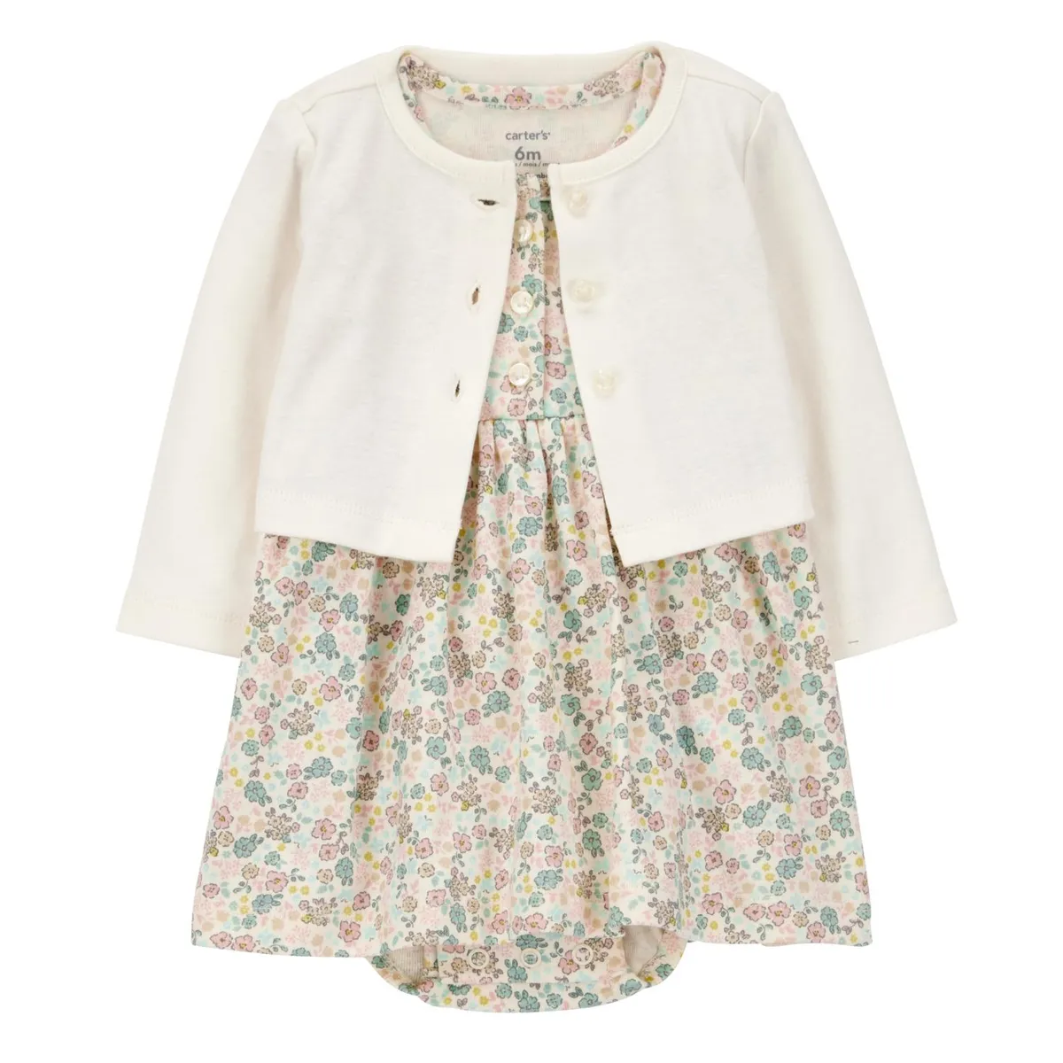 CARTER'S - Conjunto 2 Piezas Vestido con Cubre Pañal y Chaleco Bebé Niña Carter's