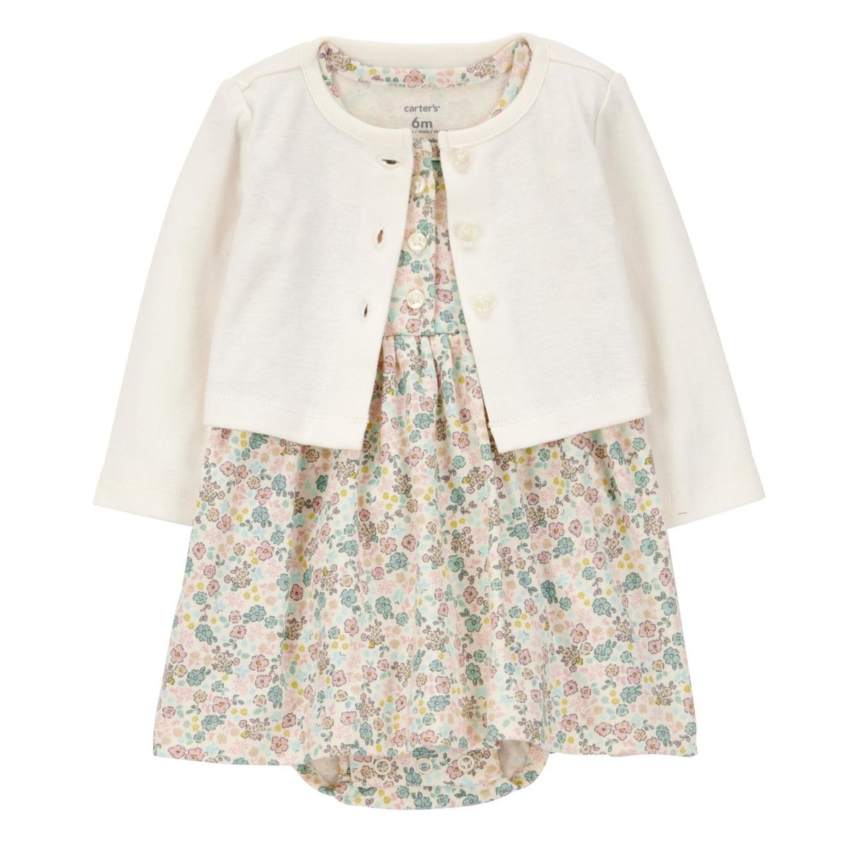 CARTER'S - Conjunto 2 Piezas Vestido con Cubre Pañal y Chaleco Bebé Niña Carter's