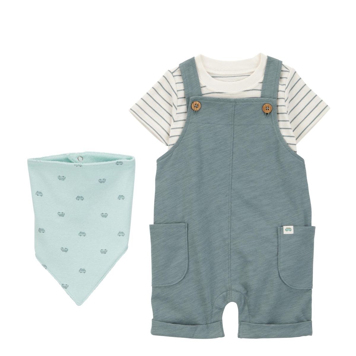 CARTER'S - Conjunto 3 Piezas Polera, Jardinera y Bandana Bebé Niño Carter's