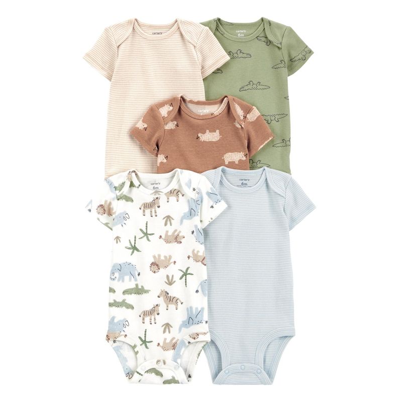 CARTER'S - Pack 5 Bodys Estampados Algodón Bebé Niño Carter's