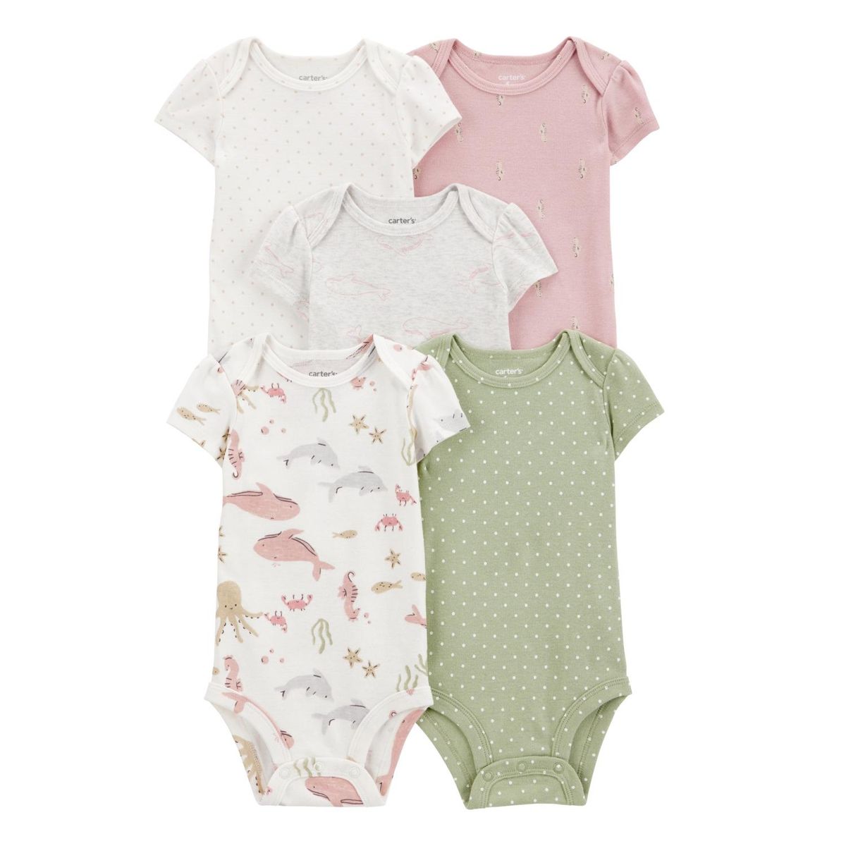 CARTER'S - Pack 5 Bodys Estampados Algodón Bebé Niña Carter's