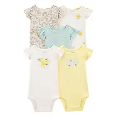 CARTER'S - Pack 5 Bodys Estampados Algodón Bebé Niña