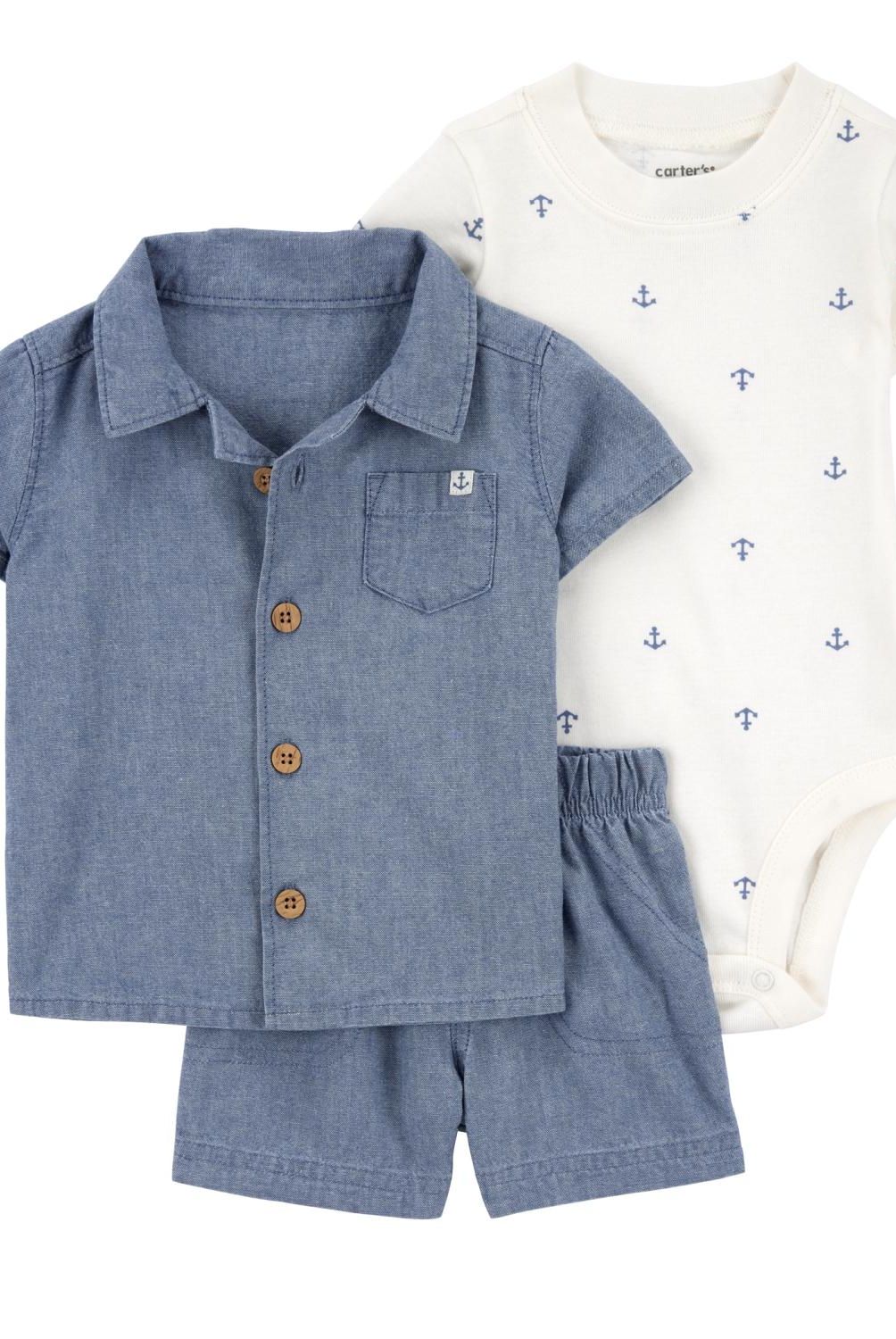 CARTER'S - Conjunto 3 Piezas Camisa, Body Y Short Bebé Niño Bebé Niño Carter's
