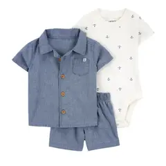 CARTER'S - Conjunto 3 Piezas Camisa, Body Y Short Bebé Niño Bebé Niño