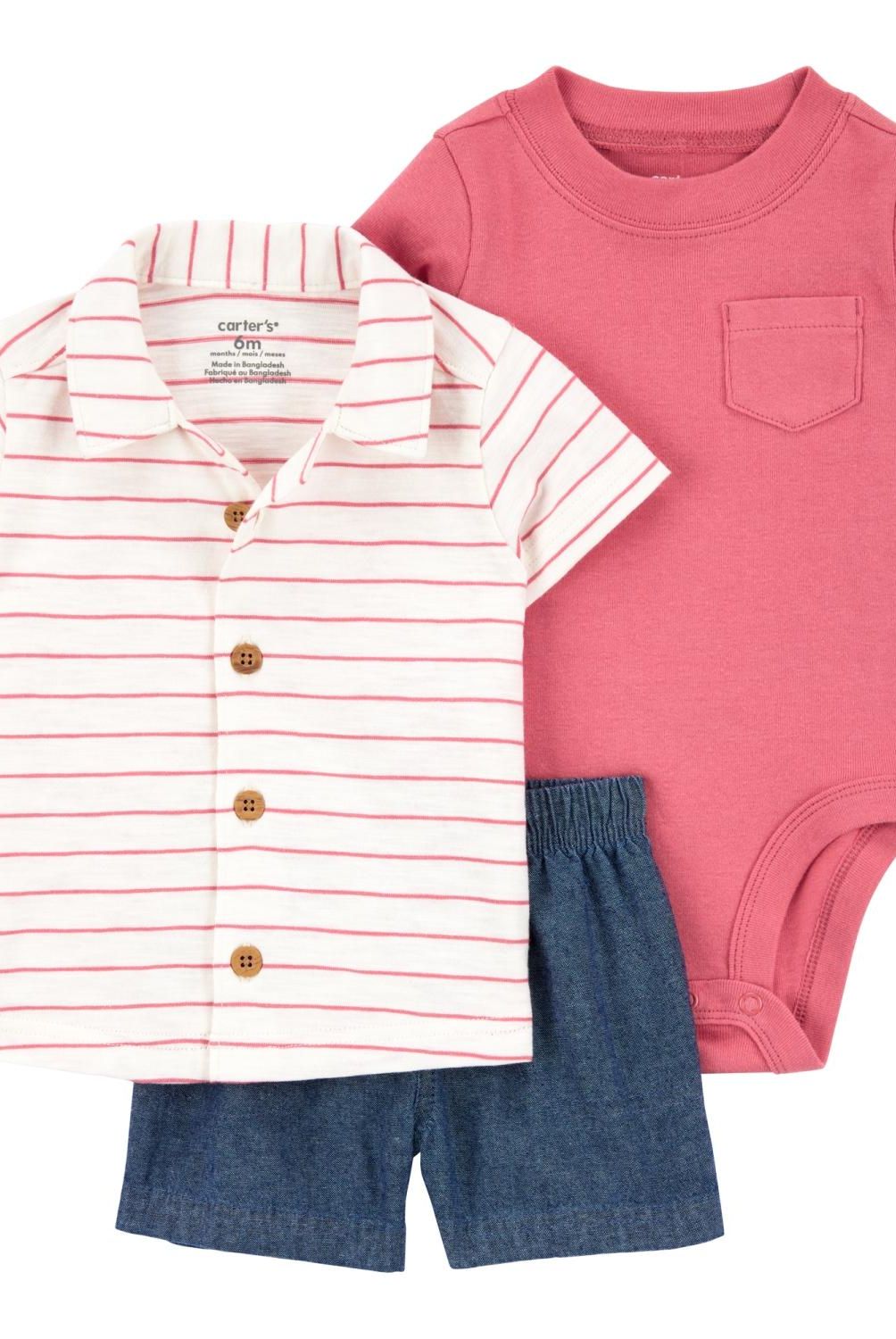 CARTER'S - Conjunto 3 Piezas Camisa, Body Y Short Bebé Niño Bebé Niño Carter's