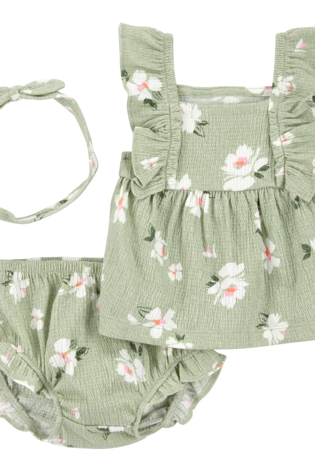 CARTER'S - Conjunto 3 Piezas Blusa, Short Bombacho Y Cintillo Bebé Niña Bebé Niña Carter's