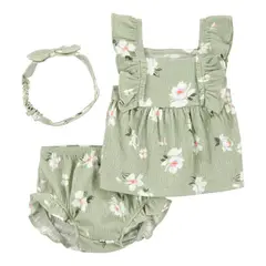 CARTER'S - Conjunto 3 Piezas Blusa, Short Bombacho Y Cintillo Bebé Niña Bebé Niña