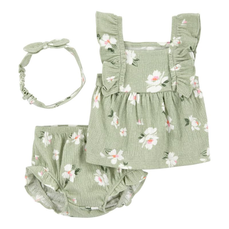 CARTER'S - Conjunto 3 Piezas Blusa, Short Bombacho y Cintillo Bebé Niña Carter's