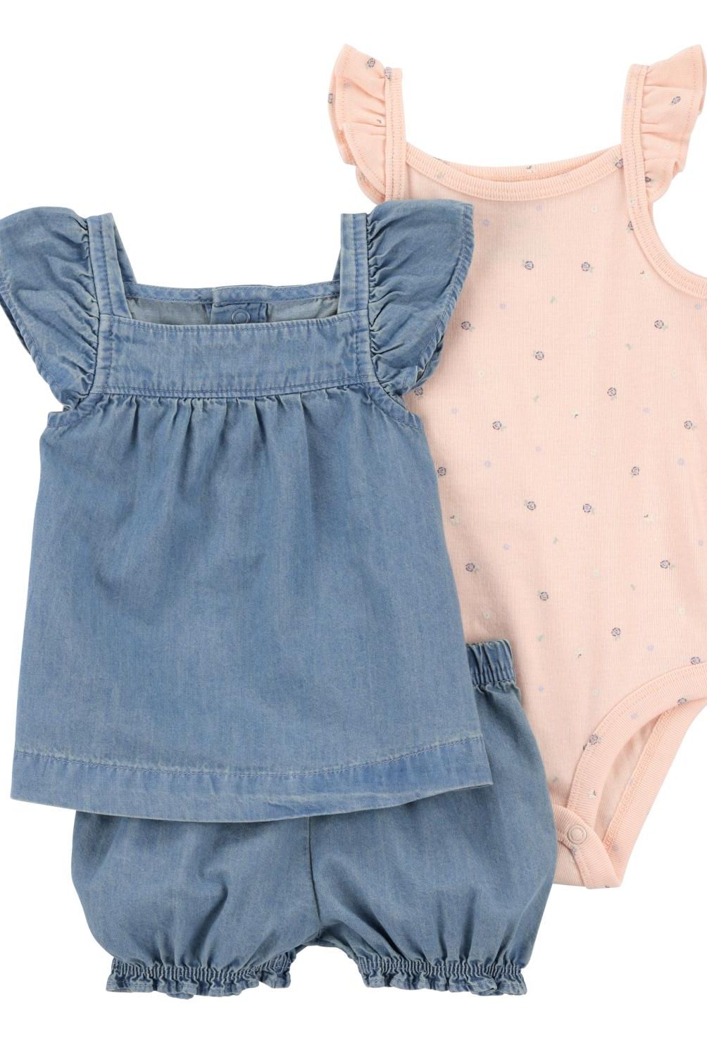 CARTER'S - Conjunto 3 Piezas Blusa, Body Y Short Bombacho Bebé Niña Bebé Niña Carter's