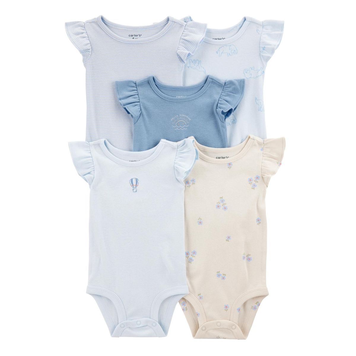 CARTER'S - Pack 5 Bodys Estampados Algodón Bebé Niña Carter's