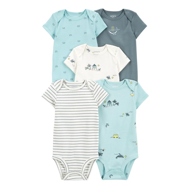 CARTER'S - Pack 5 Bodys Estampados Algodón Bebé Niño Carter's
