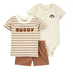 CARTER'S - Conjunto 3 Piezas Polera, Short Y Body Bebé Niño Bebé Niño