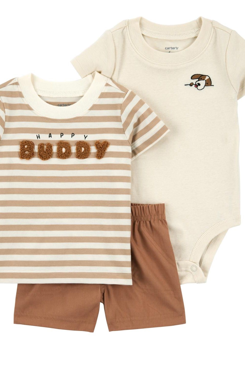 CARTER'S - Conjunto 3 Piezas Polera,  Short Y Body Bebé Niño Bebé Niño Carter's