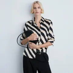 MANGO - Camisa Satinada Estampada Mujer